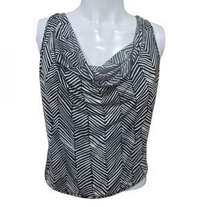 HeartSoul Black and White Ruched‎ Sleeveless Blouse Size Medium